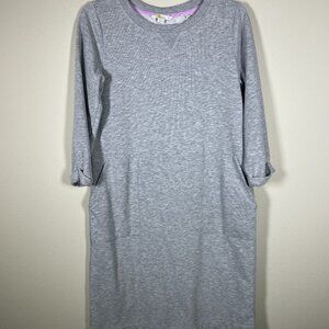 Boden Hannah Sweat Dress Women's 8 Gray 3/4 Sleeve Sweatshirt Knee Length Pocket